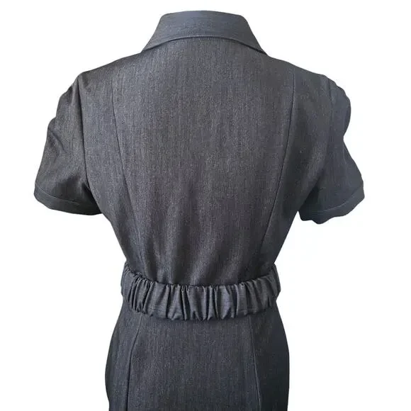 Calvin Klein Black Belted Shirt Dress Size 6 - Picture 4 of 7